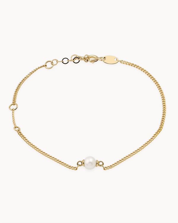 14K Gold Minerva Natural Pearl Chain Bracelet
