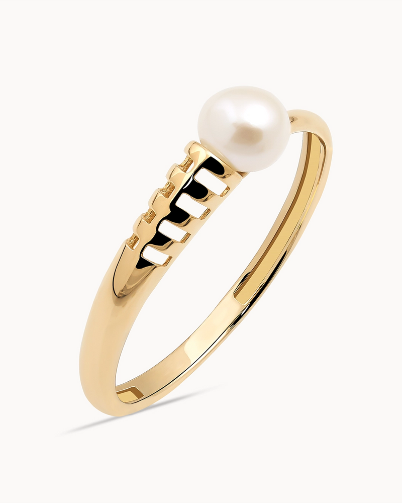 14K Gold Natural Pearl Stone Ring