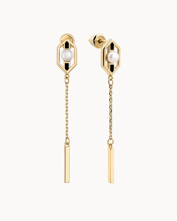 14K Gold Emphasis Natural Pearl Dangle Earrings