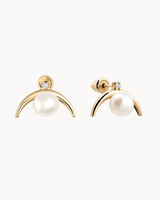 14K Gold Crescent Natural Pearl Earrings