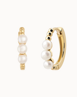 14K Gold Natural Pearl Simplicity Hoop Earrings