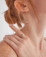 14K Gold Cage Natural Pearl Dangle J Earrings