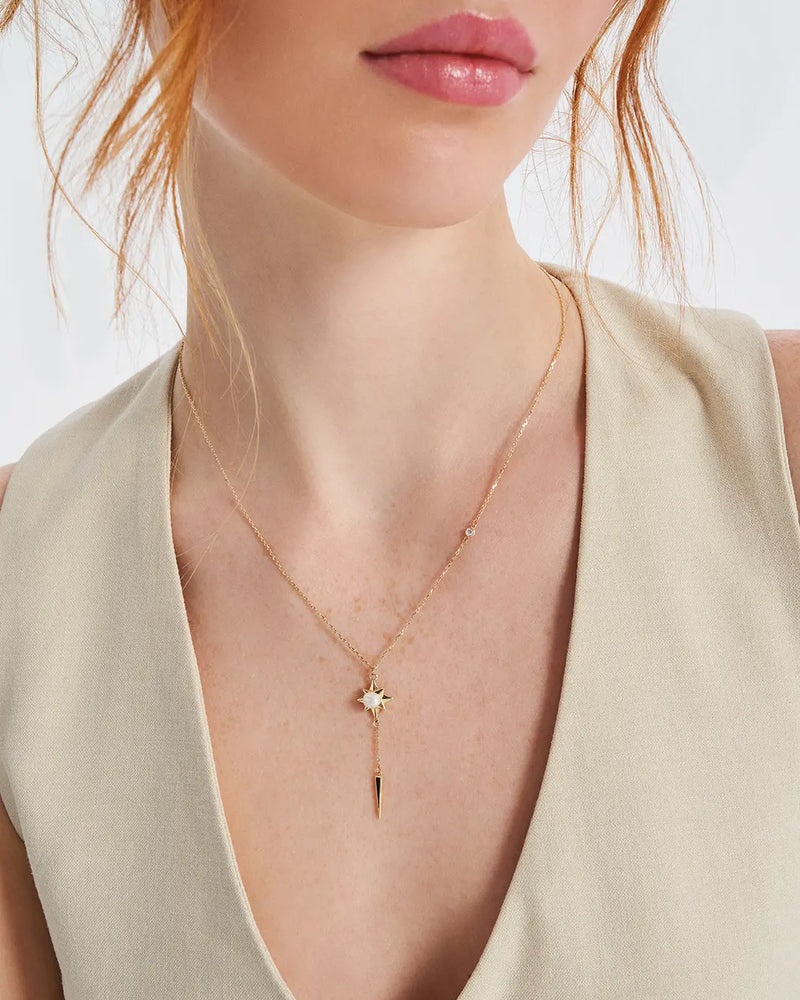 14K Gold Stream Natural Pearl Chain Necklace