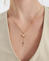 14K Gold Stream Natural Pearl Chain Necklace
