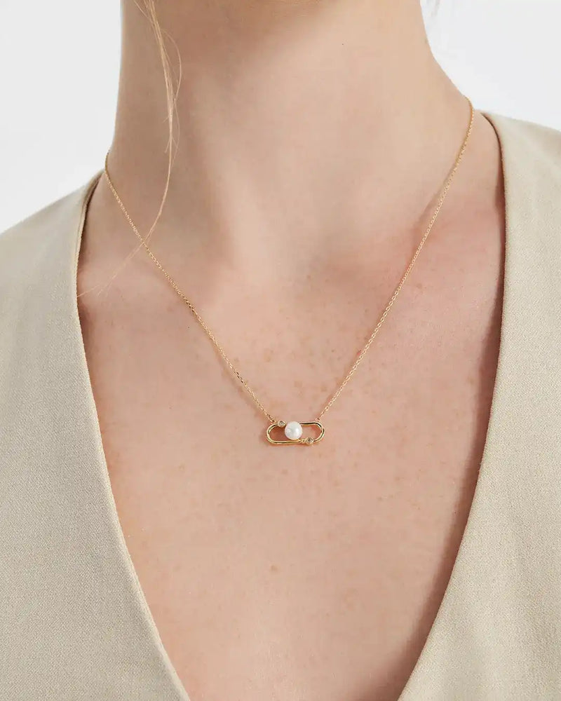 14k Gold Venus Natural Pearl Chain Necklace