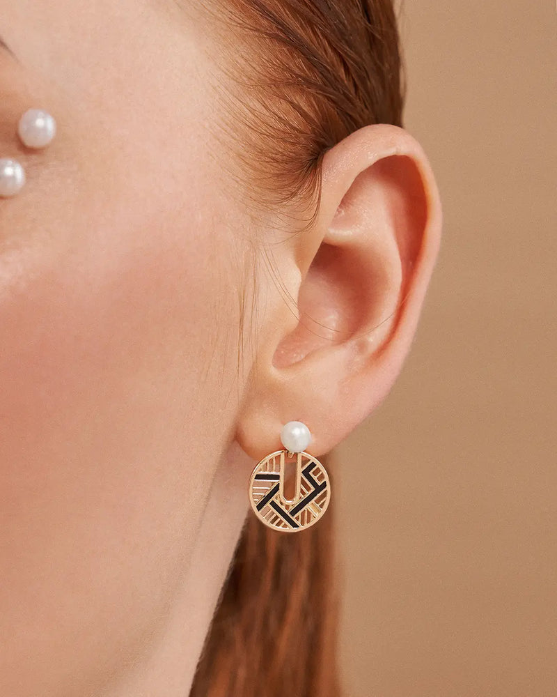 14K Gold Asymmetry Natural Pearl Earrings