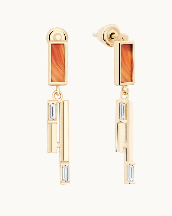 Porte 14K Solid Gold Carnelian Stone Minimal Dainty Earrings
