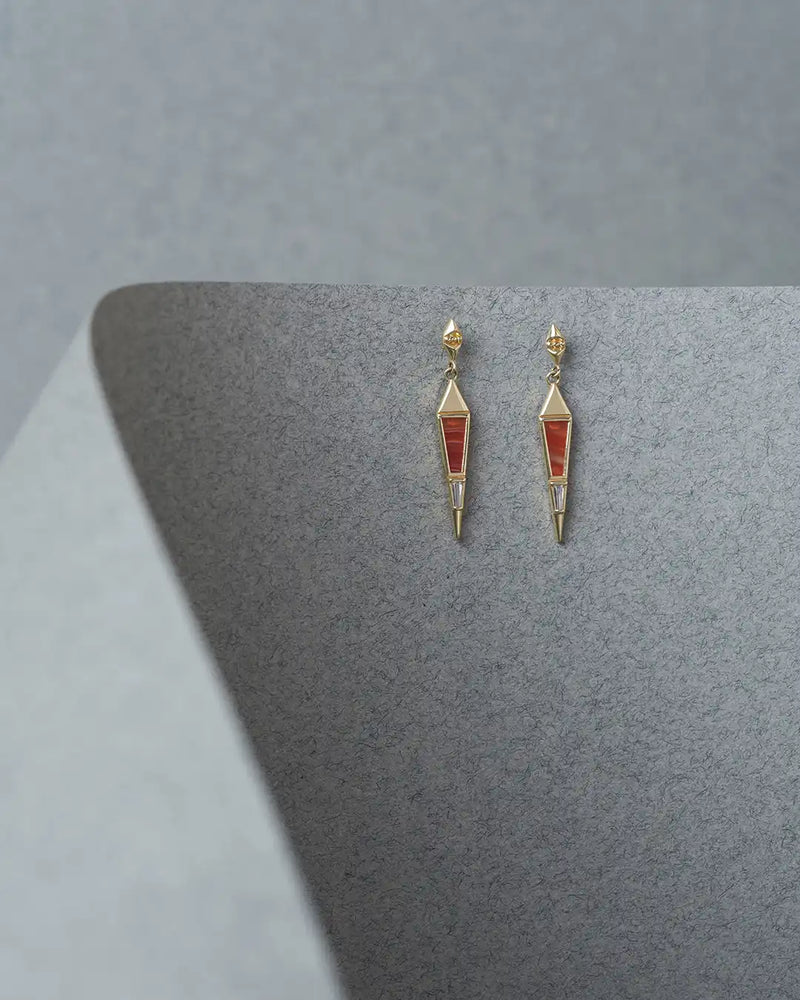 Sunbeam 14K Solid Gold Carnelian Stone Minimal Dainty Earrings