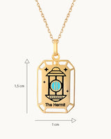 14K Solid Gold The Hermit Cart Tarot Necklace