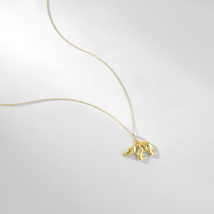 Introducing the 14K Solid Gold Elephant Necklace, featuring a minimalist design with a delicate gold chain and an exquisitely crafted elephant-shaped pendant. The polished finish of the elephant gleams beautifully, making this necklace a charming good luck charm to enhance your personal style.