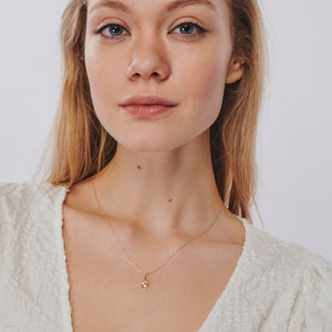 Introducing our 14K Gold Star Necklace—a stunning piece crafted with a delicate chain and dainty star pendant. The textured surface adds a subtle shimmer, making it simple yet elegant, perfect for any occasion.