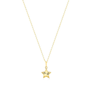 Introducing our 14K Gold Star Necklace—a stunning piece crafted with a delicate chain and dainty star pendant. The textured surface adds a subtle shimmer, making it simple yet elegant, perfect for any occasion.