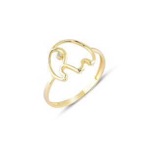 Introducing the 14K Solid Gold Diamond Elephant Ring, featuring an open design with a small diamond accent as the elephant's eye. This minimalist and elegant piece showcases the sleek lines of an elephant shape.