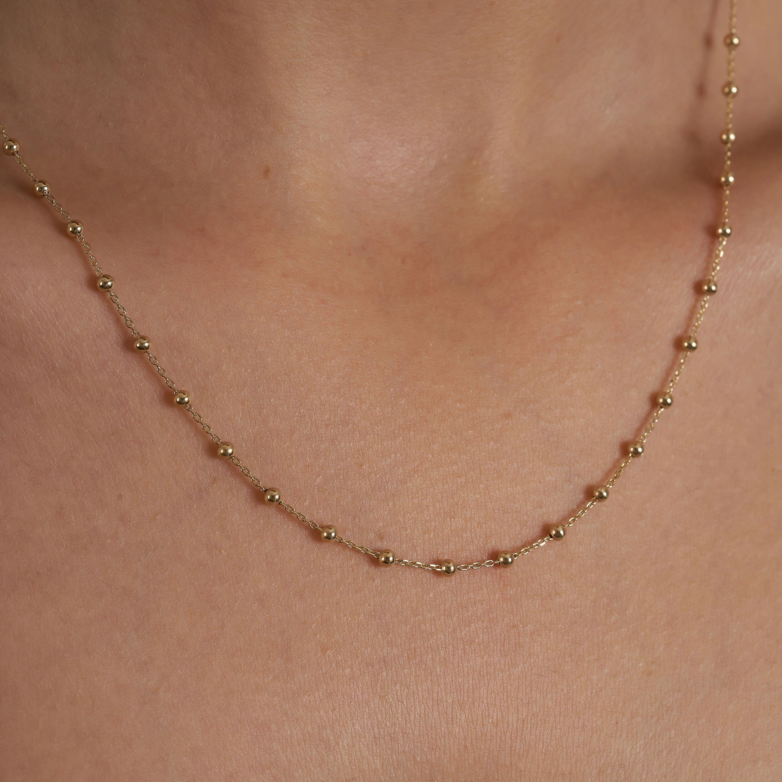 14K Gold Station Minimal Chain Necklace