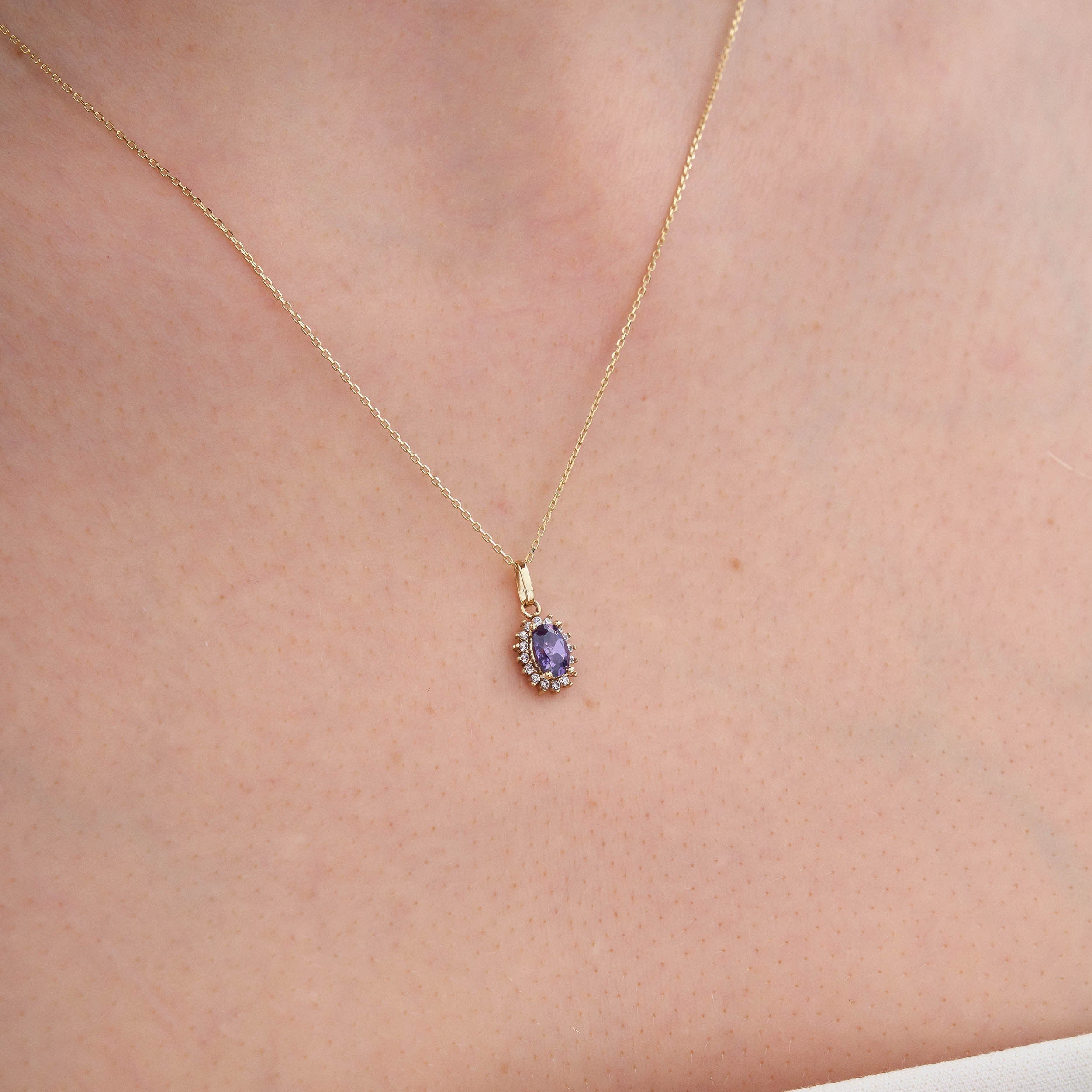 14K Gold Amethyst Necklace