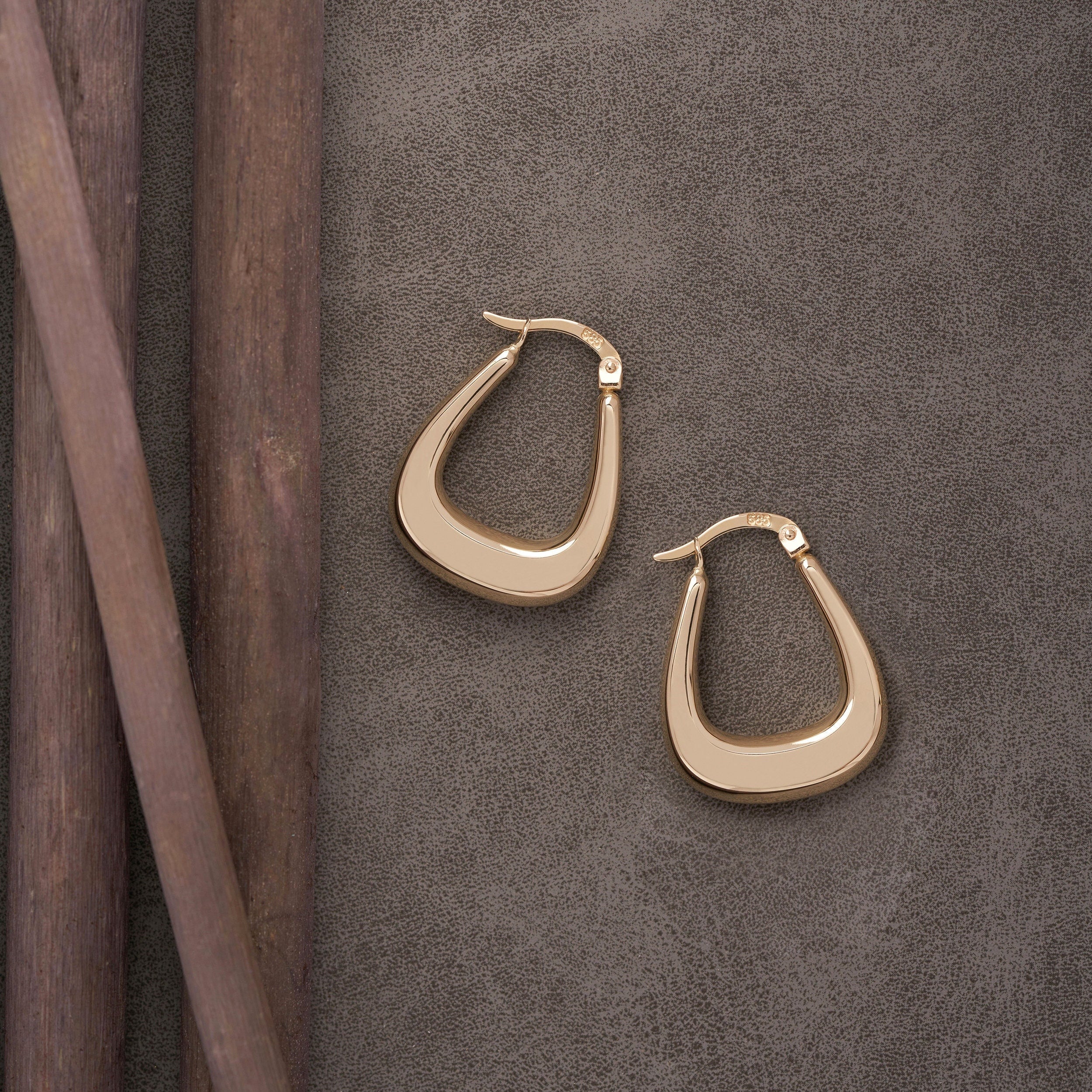 14K Gold Thick Hoop Earrings