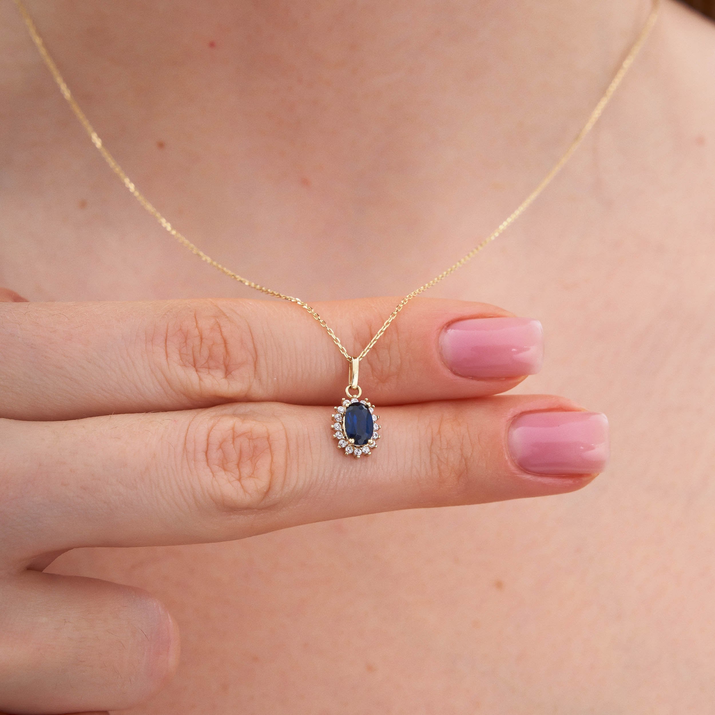 14K Gold Sapphire Necklace