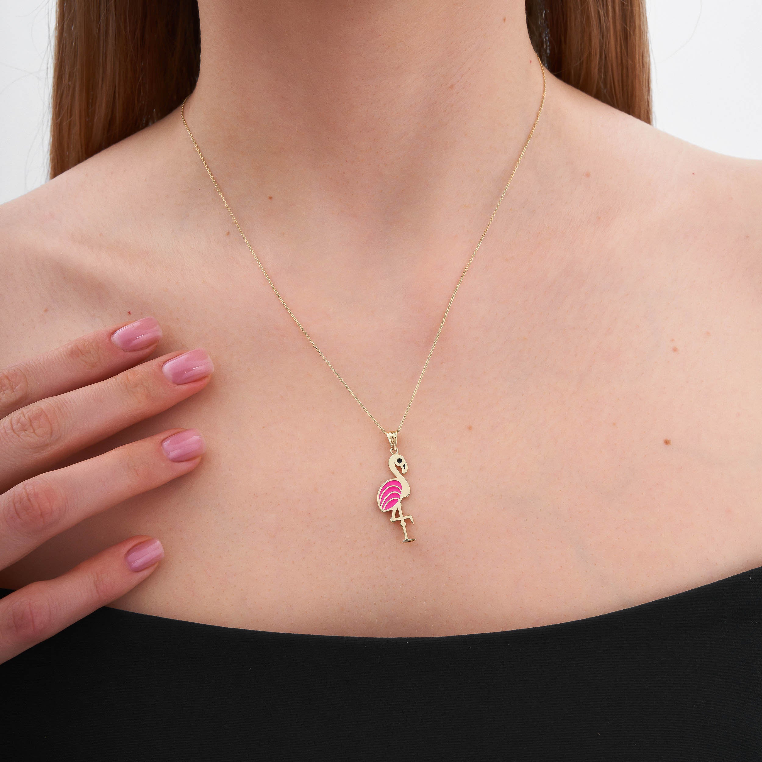 14K Gold Flamingo Necklace