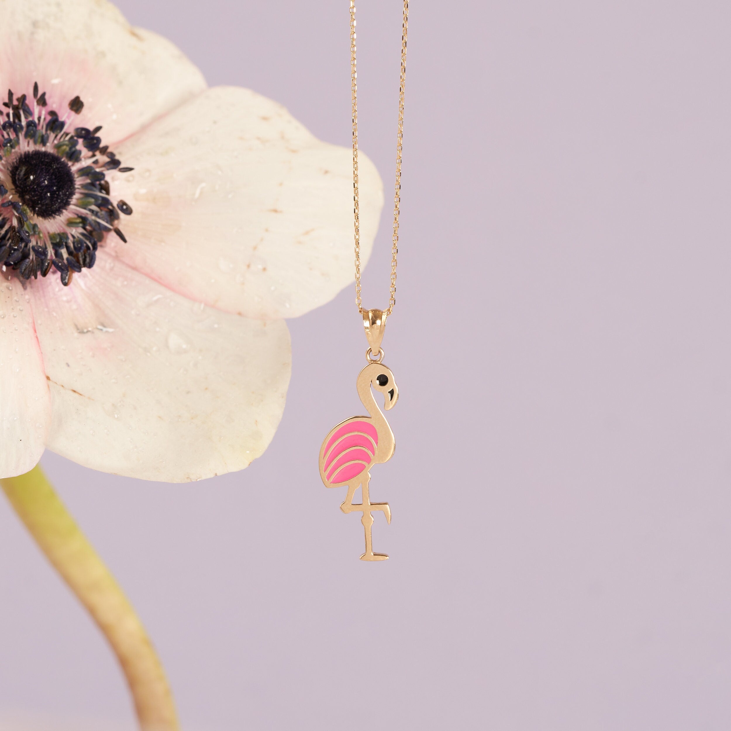 14K Gold Flamingo Necklace