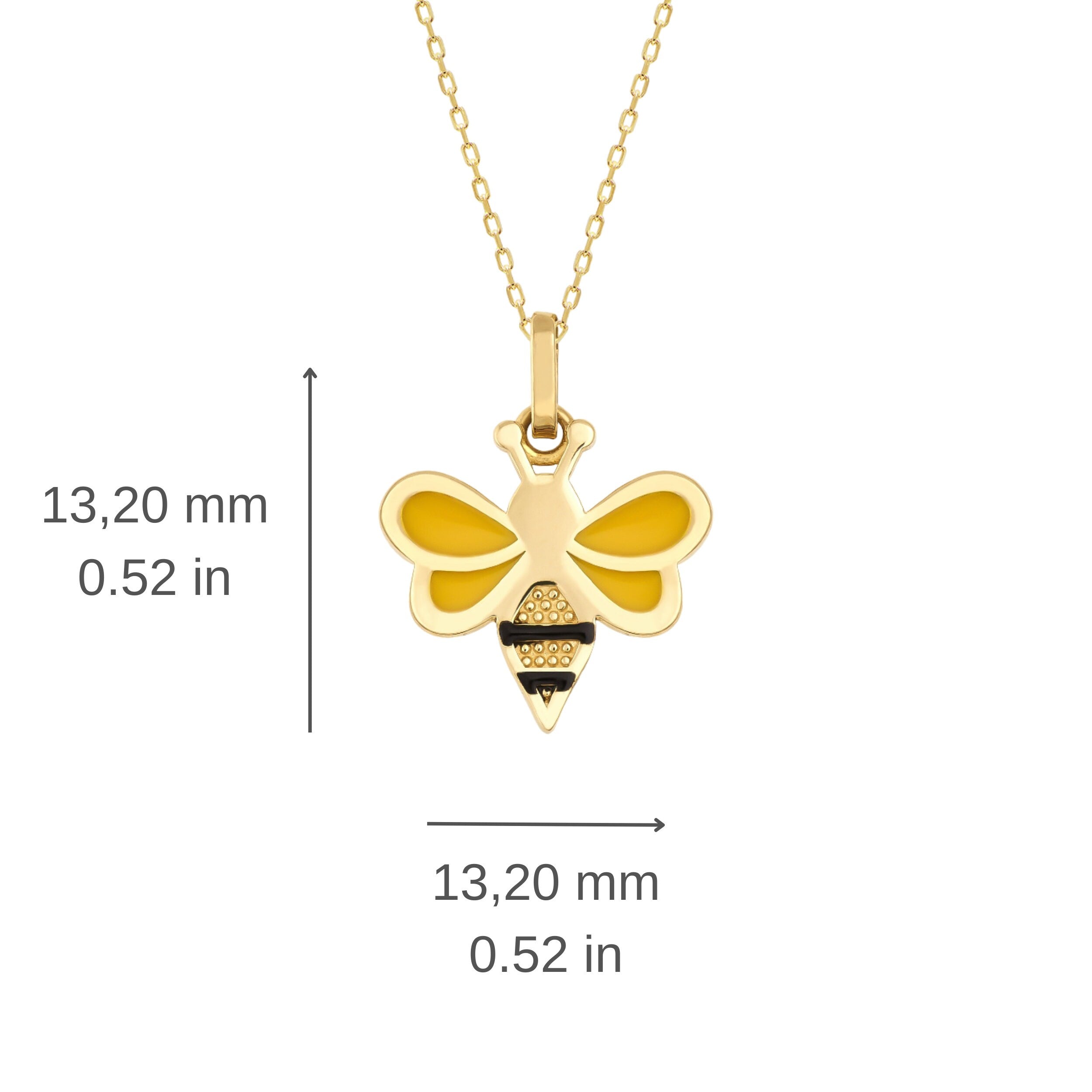 Collar minimalista de abeja en oro real de 14 quilates