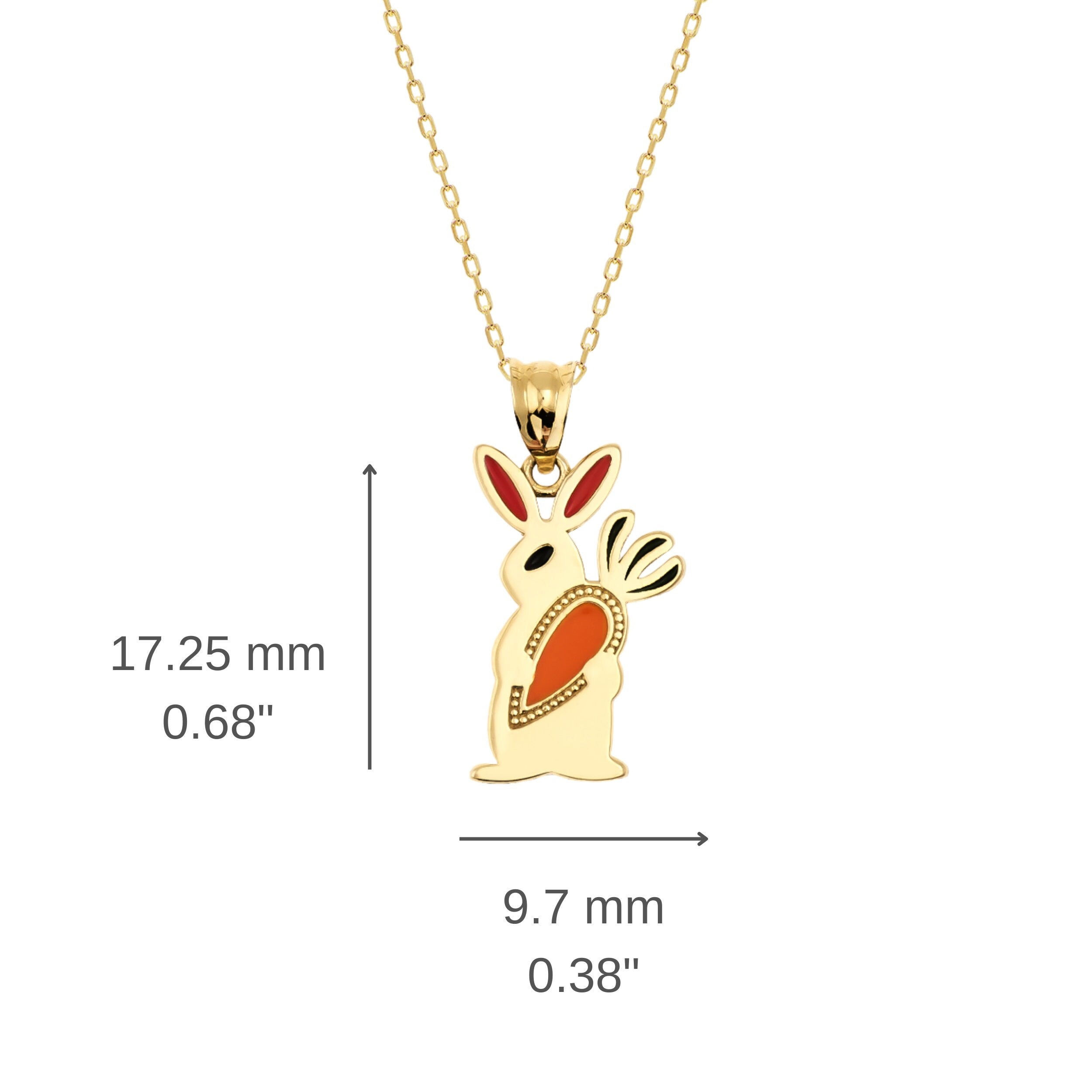 14K Gold Cute Rabbit Holding Carrot Necklace