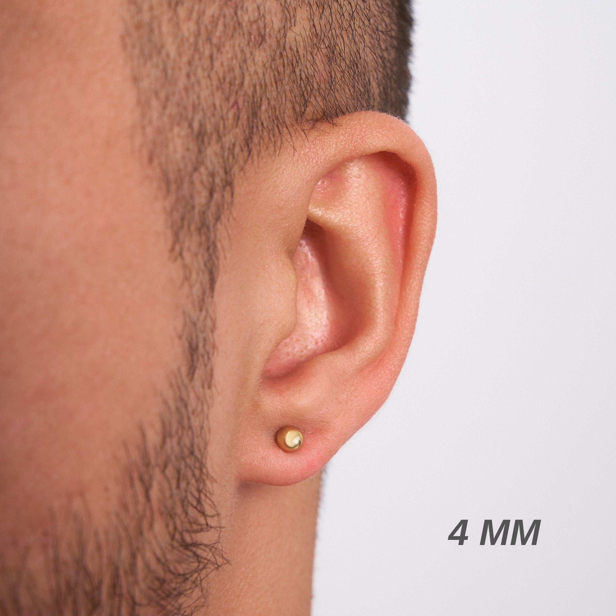 Pendientes de bola de oro macizo de 14 quilates para hombre